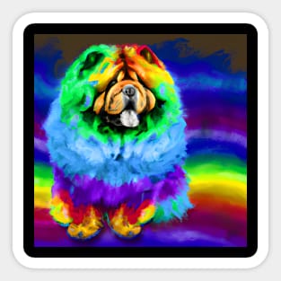 Chow Chow Dog Rainbow Painting Sticker